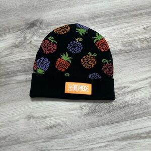 Ripple Junction Black Beanie with Multicolor Fruit Motif
